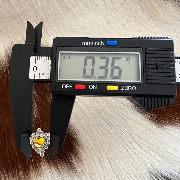 ❤️ Honey Dahlia Kingman Turquoise Heart Shape Ring 925 Navajo Southwestern Sz 8 - Picture 15 of 17